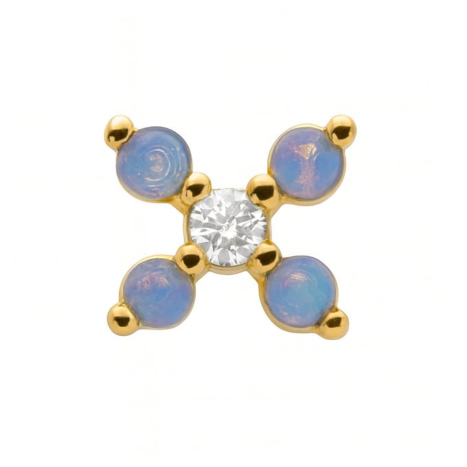 Luxenter Brilliant Zirconia Piercing terminé en or jaune 18 carats - Acaño bleu
