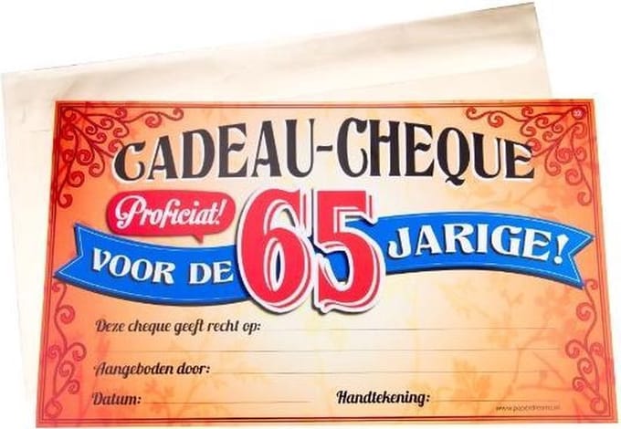 Paper Dreams Cadeaucheque 65 Jaar 34,5 Cm Papier Rood/blauw