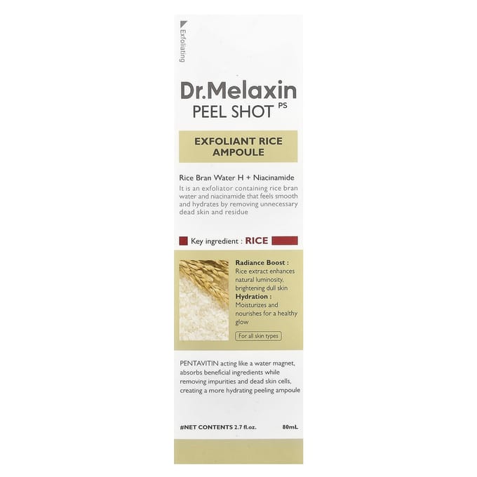 Dr. Melaxin Peel Shot Gommage Witte Rijst Ampul Gladmakend en Hydraterend Gezichtsserum 80ml
