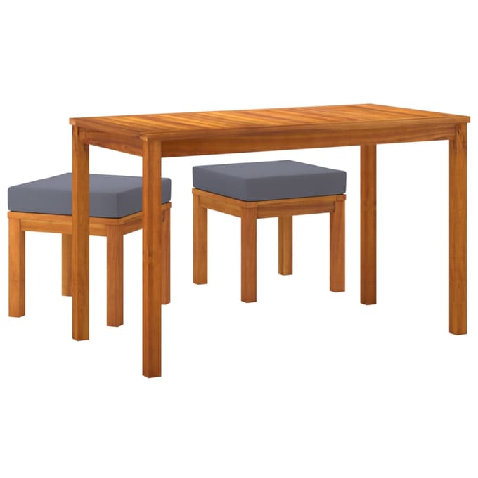 vidaXL - 3-delige - Tuinset - met - kussens - massief - acaciahout