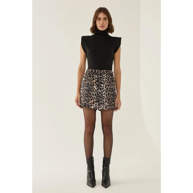 Hoge Taille Luipaardprint Mini Shorts