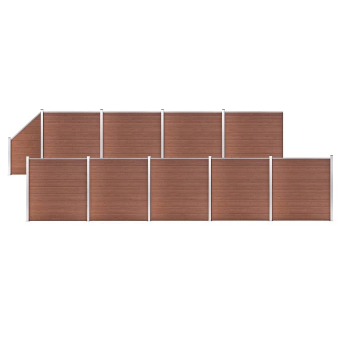 vidaXL - Schuttingset - 9 - vierkant - en - 1 - schuin - 1657x186 - cm - HKC - bruin