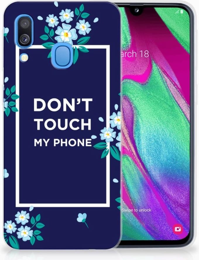 Samsung Galaxy A40 Silicone-hoesje Flowers Blue DTMP