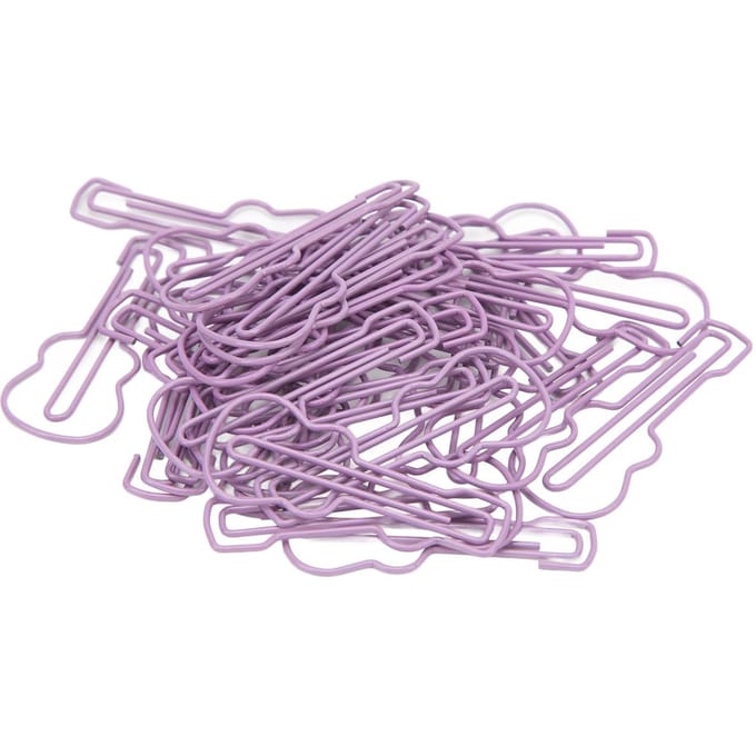 50 stuks Paarse Gitaarvormige Kantoor Paperclips Draagbare Decoratieve Gitaarvormige Paperclip Klem gray