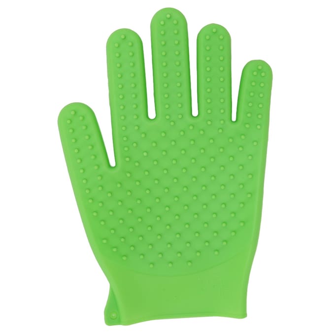 Gant de Toilettage pour Animaux de Compagnie en Silicone Double Face Moussage Rapide Durable Gant d'Élimination des Poils de Chat pour Long et vert clair