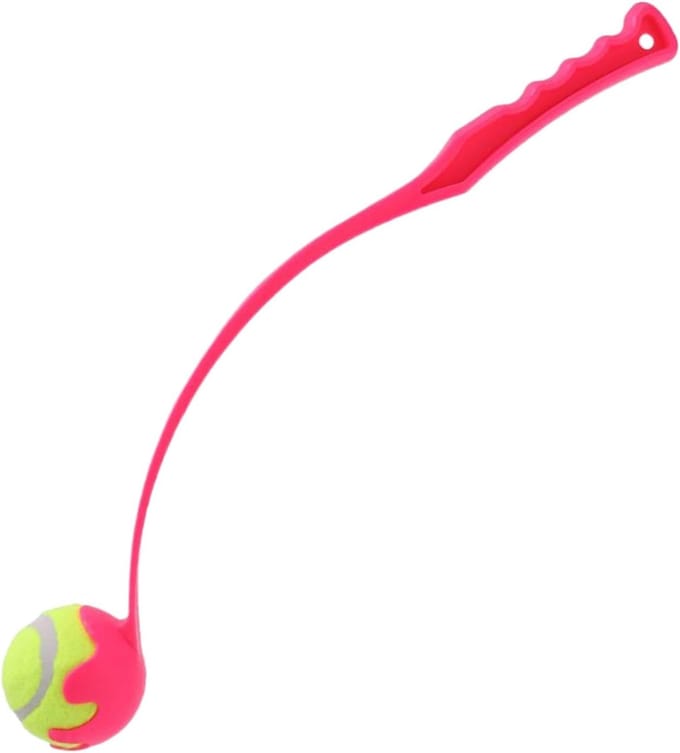 Tennisbal Werper - Apporteerspeeltje Hond - Buiten Spelen - Ergonomisch Handvat - 48 cm Lengte - Roze