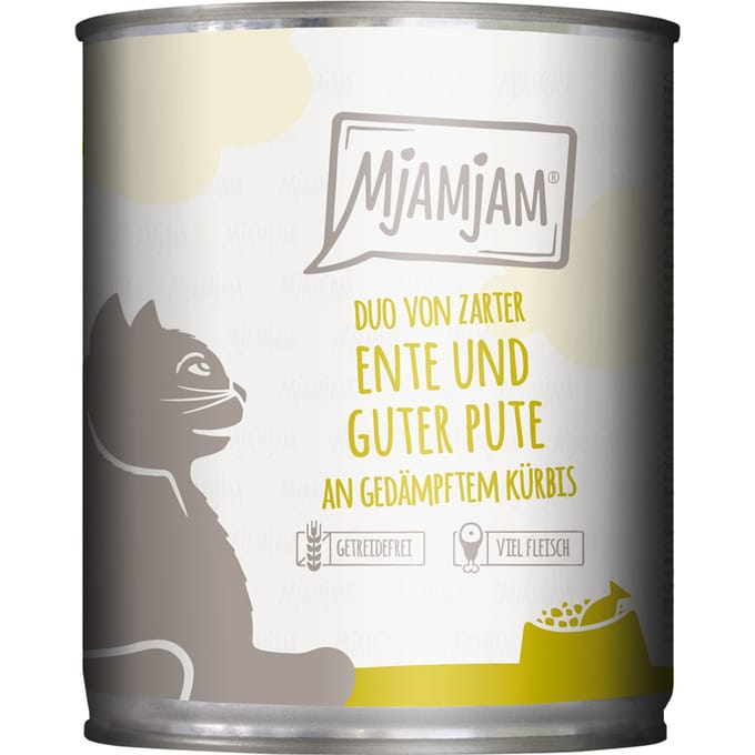 12x 800g MjAMjAM Duo Kalkoen & Goede Kalkoen op Gestoomde Pompoen Natte Kattenvoer