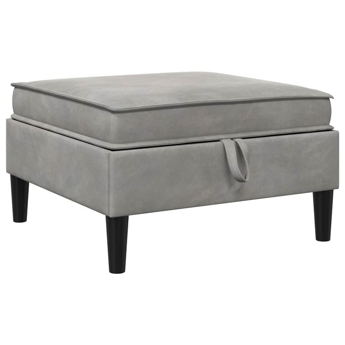 vidaXL - Sofa - Kruk - met - Opbergruimte - Lichtgrijs - Fluweel