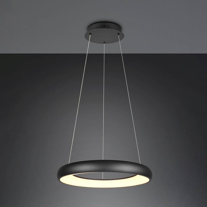 Trio Lighting Cardona hanglamp, Ø 62 cm, zwart, CCT, metaal