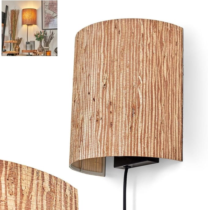 Wandlamp Metaal Zeegras - Boho Lamp - Sfeerverlichting Creëren - Up&Down Lichteffect - 22 cm Breed - Zwart Natuurlijk