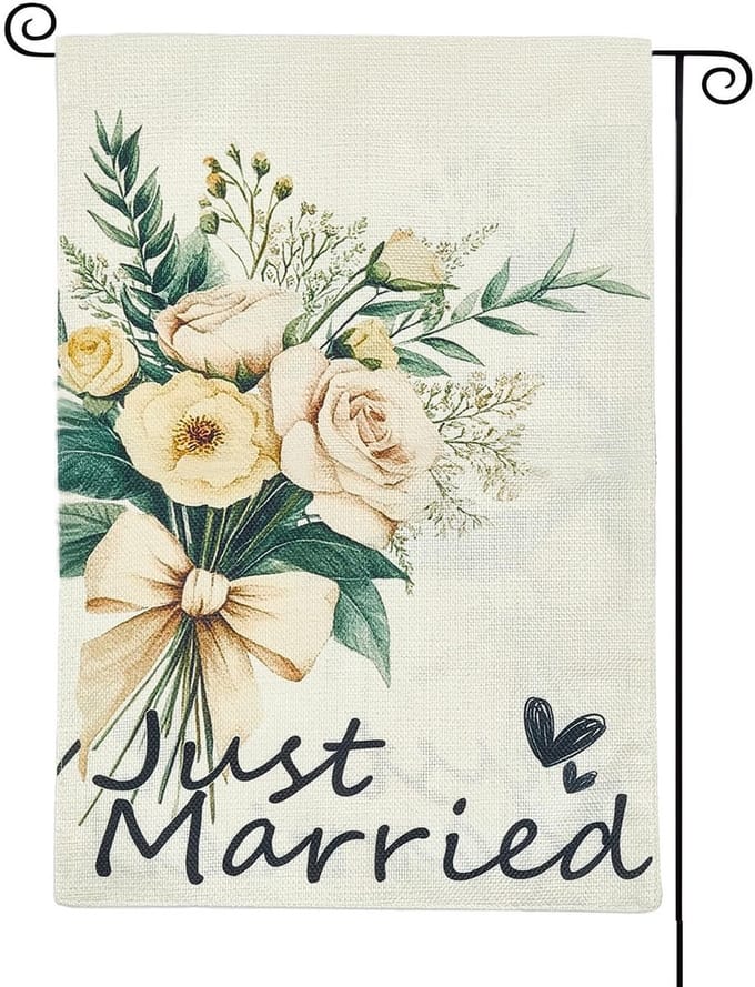 Dailygoods - Tuinvlag Just Married voor Bruiloften 30 x 45 cm Dubbelzijdig