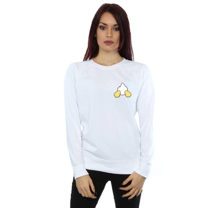 Disney Dames/Dames Donald Duck Rugzijde Borstprint Sweatshirt (Wit)