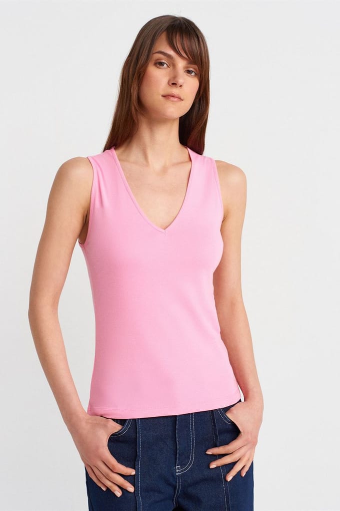 Katoenen V-hals Mouwloze Top Blouse