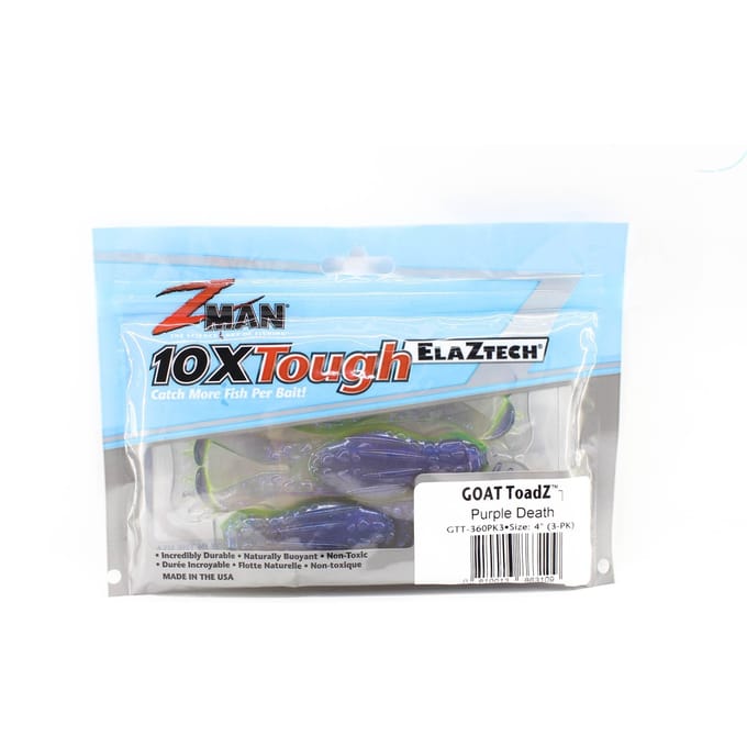 Zman Zacht kunstaas Geit ToadZ 4 Inch 3/Pack Paars Dood (3109) white