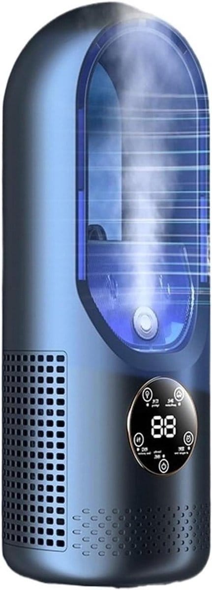 Desktop Ventilator - Verkoeler - Ruimte Koelen - Luchtbevochtiger Functie - 10mm - Blauw