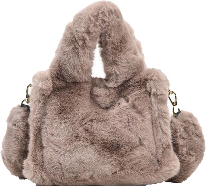 Nieuwe Zachte Pluche Schoudertas voor Dames - Mini Handtas met Kunstbont