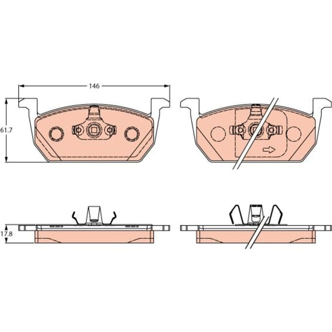 Remblokset TRW GDB2266, voor