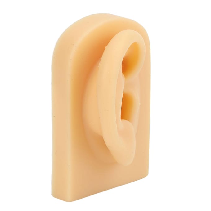 Modèle d'oreille Silicone souple Flexible Simulation d'oreille Pratique de piercing Présentoir à bijoux Faux modèle d'oreille beige