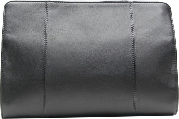 Esquire Leren Utensil zak Spa Toiletry Bag Black Zwart