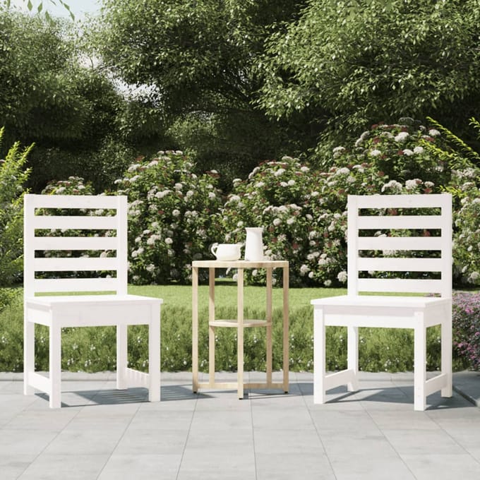 vidaXL - Tuinstoelen - 2 - st - 50x48x91,5 - cm - massief - grenenhout - wit
