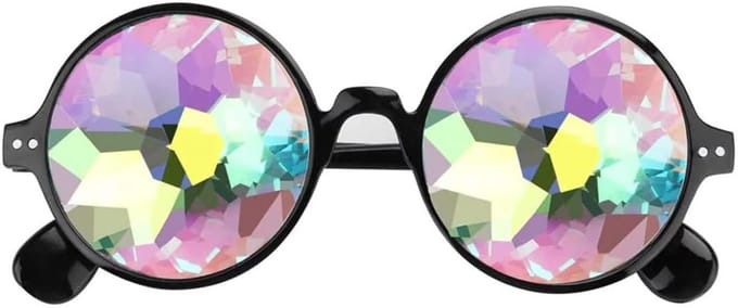 Zwarte Festivalbril - Grappige Steampunk Zonnebril met Kaleidoscoop Effect