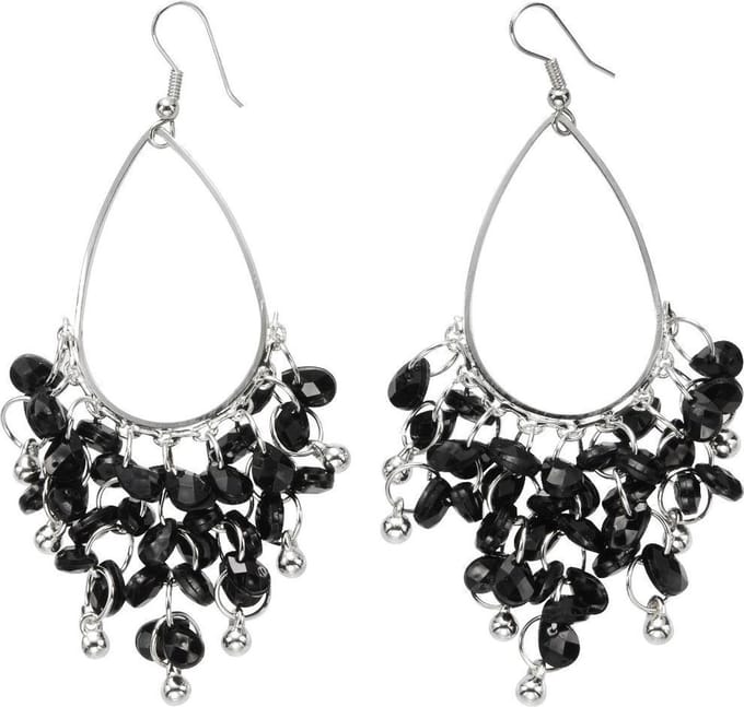 Behave - Oorhangers zwart glas - Statement feeststijl - 9 cm