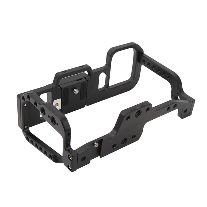 Cage Vidéo Rig Caméra Alliage d'Aluminium Poignée Solide Libération Rapide avec Sabot Froid Vis 1/4in 3/8in black