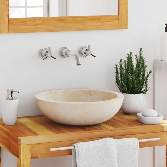 vidaXL - Gootsteen - 40x12 - cm - marmer - crème