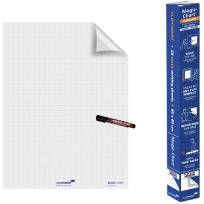 Legamaster - Flipover - Rol - Magic flipchart folie - Met ruiten - (25x25 mm) - 25 vellen