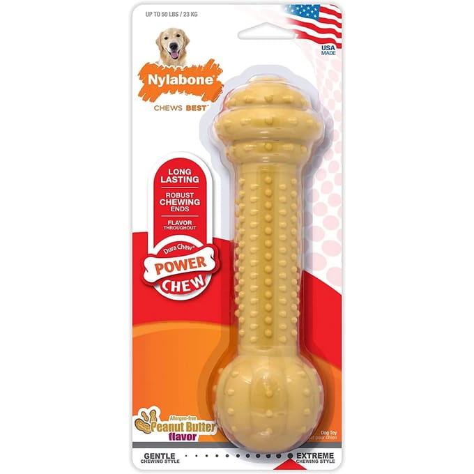 Hondenspeelgoed Nylabone Extreme Chew - Barbell Peanut Butter L/XL