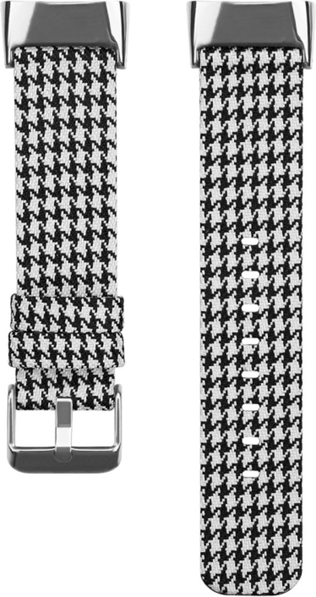 Nylon bandje - geschikt voor Fitbit Charge 5 - zwart-wit
