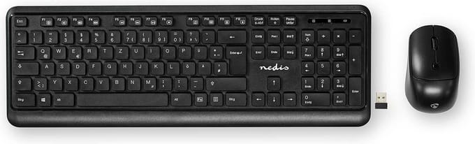 Nedis - keyboard and mouse set - QWERTZ - German - black Input Device - Keyboard and mouse set - Duits - Zwart