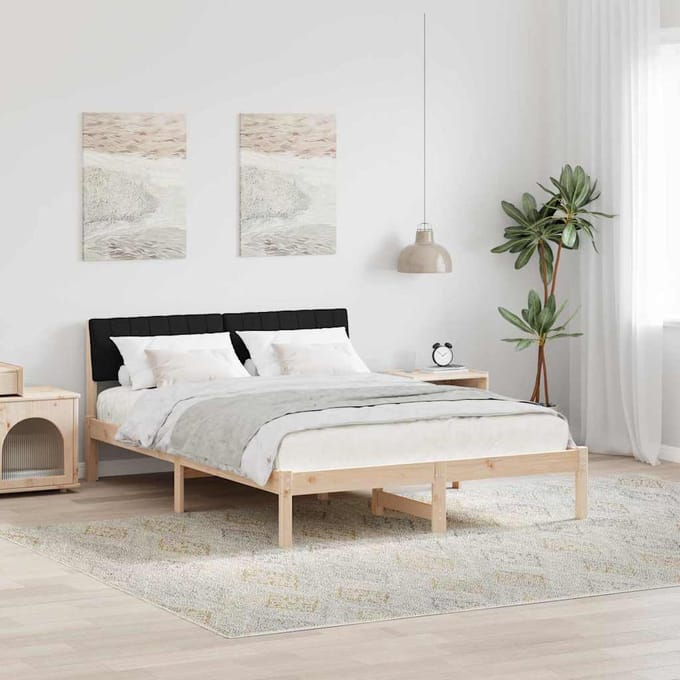 vidaXL - Bedframe - Bruin - en - zwart - 135 - x - 190 - cm - Massief - grenenhout