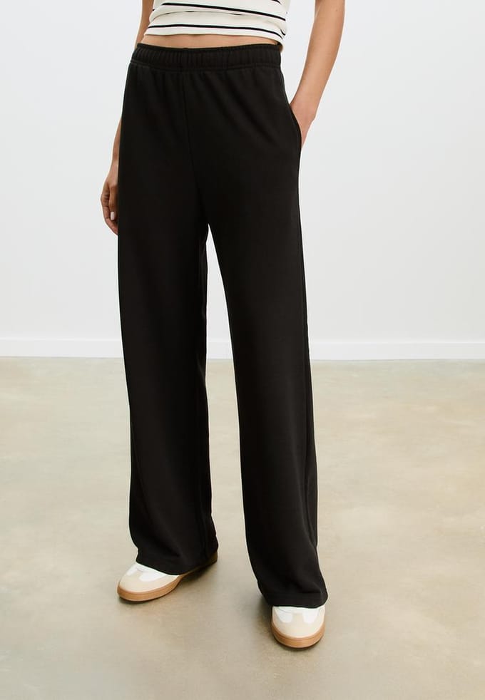 Stradivarius Wide-leg joggingbroek  Zwart L