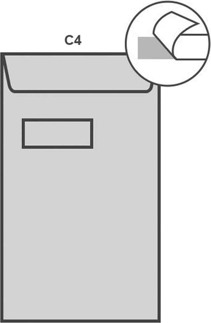 Specipack Witte akte envelop C4 229 x 324 mm venster links doos 250 stuks