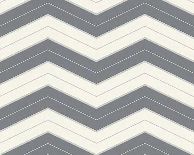 CHEVRON BEHANG - Grijs Metallic Wit - AS Creation DESIGNDSCHUNGEL 2 by Laura Noltemeyer