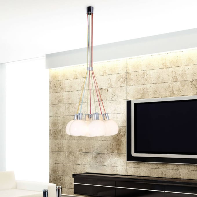Näve Hanglamp Rainbow Bowl met witte kappen
