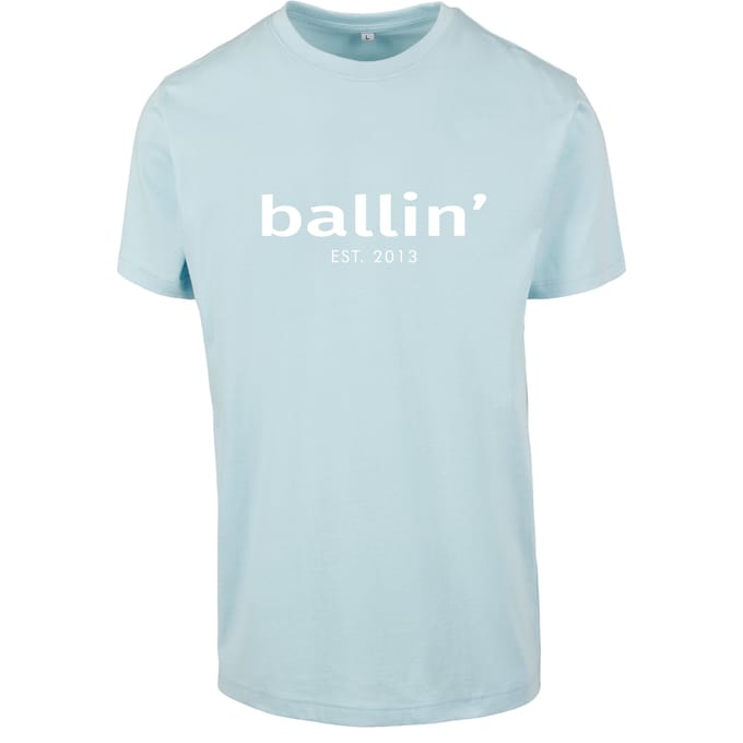 Heren Tee SS met Ballin Est. 2013 Regular Fit Shirt Print - Blauw - Maat S