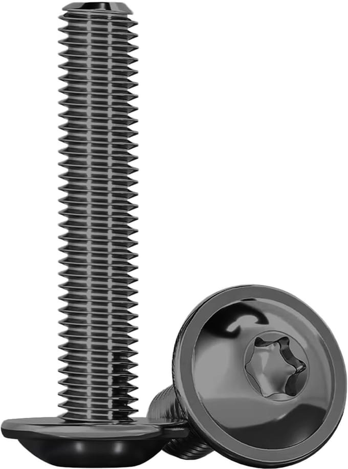 20 Stuks M5 x 40mm Zwarte Flens Torx Schroeven - RVS, Volledige Draad, Inclusief Wasmachine