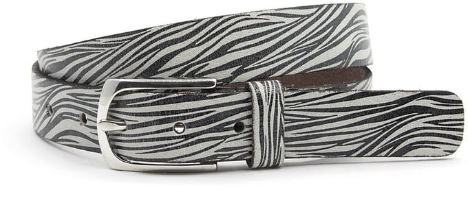 Damesriem wit - Leren jeans riem 3cm met zebraprint - Leer - Jeans riem - Casual - Maat 95