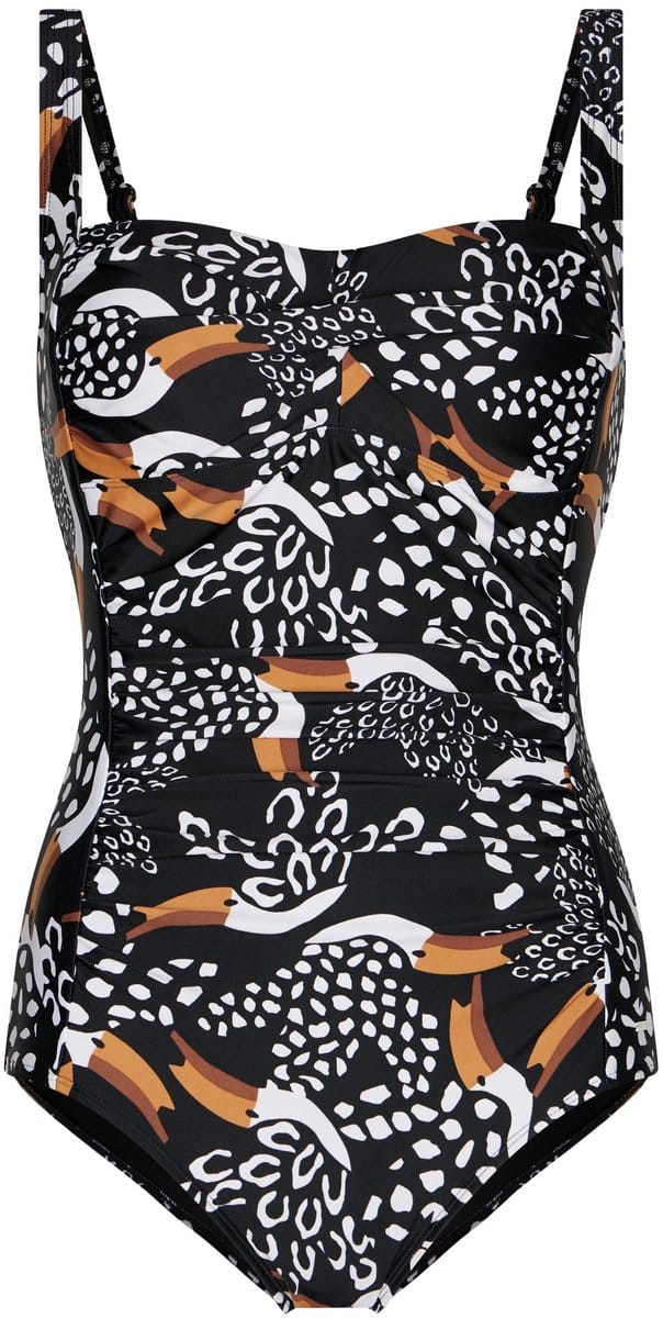 Pastunette - Badpak - Tropic Toucan - Zwart - Corrigerend - Maat 46