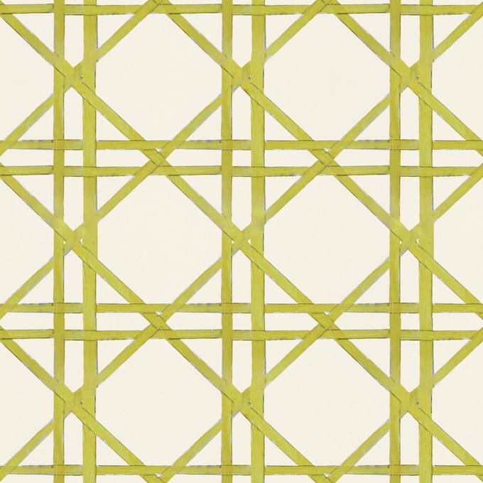 Behang Bamboo braided trellis geel