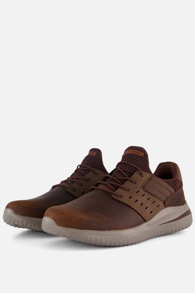Skechers Delson 3.0 Ezra Instappers bruin Leer - Maat 42