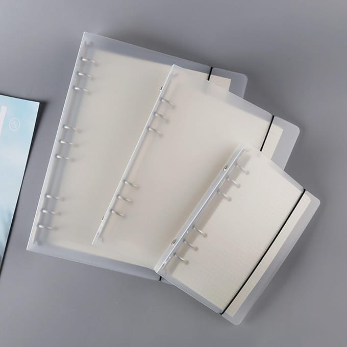 Transparante Ringband PP Mat Oppervlak 6 Gaten Draagbare Notitieboek Ringband voor School Kantoor Vergadering A5 A5 white