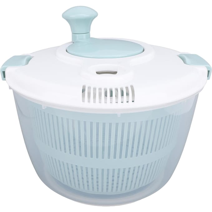 Slaspinner PP 5L Multifunctionele Slaspinner Groentedroger Fruitwasser met Deksel Afgietkom Zeef voor Thuis L white