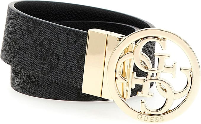 GUESS Riem Noelle Nolana Belt W75 Coal Logo Donkergrijs Zwart