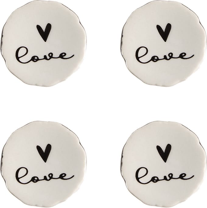 Clayre & Eef Deurknop Set van 4 Ø 4 cm Beige Keramiek Hart