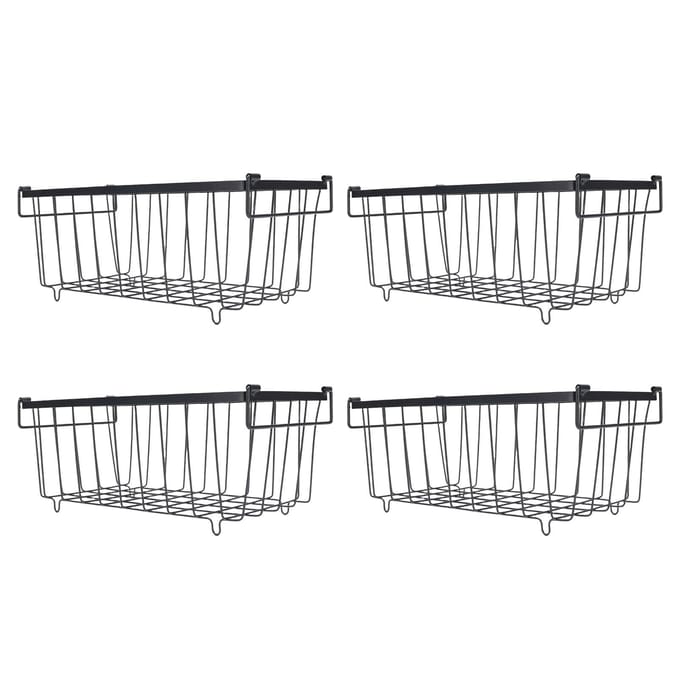 4 STUKS Vriezer Manden Metalen Draad Voedsel Organizer voor Koelkastkast black
