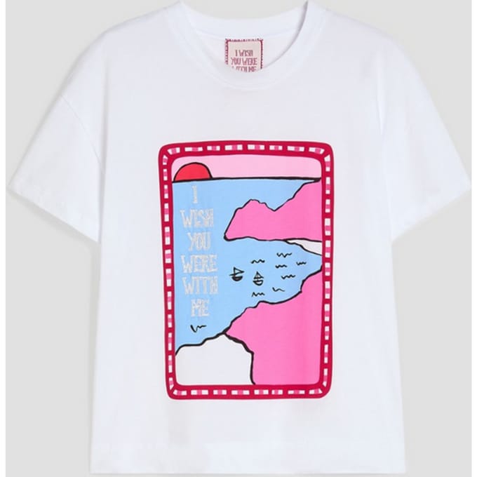 katoenen t-shirt met witte borduurwerk