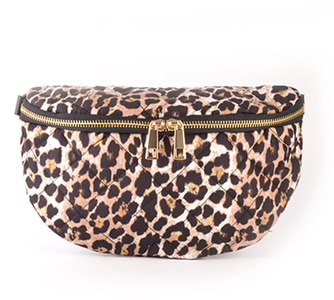 Giuliano lederen heuptas Sofie - Metallic panter - Made in Italy - Zwart